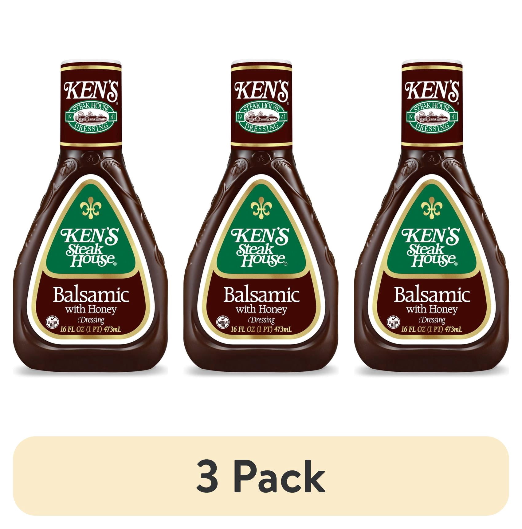 (3 pack) Ken's Steak House® Balsamic with Honey Salad Dressing 16 fl oz
