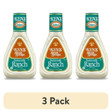 (3 pack) Ken's Steak House Buttermilk Ranch Salad Dressing 16 fl oz
