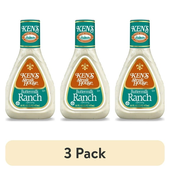 (3 pack) Ken's Steak House Buttermilk Ranch Salad Dressing 16 fl oz