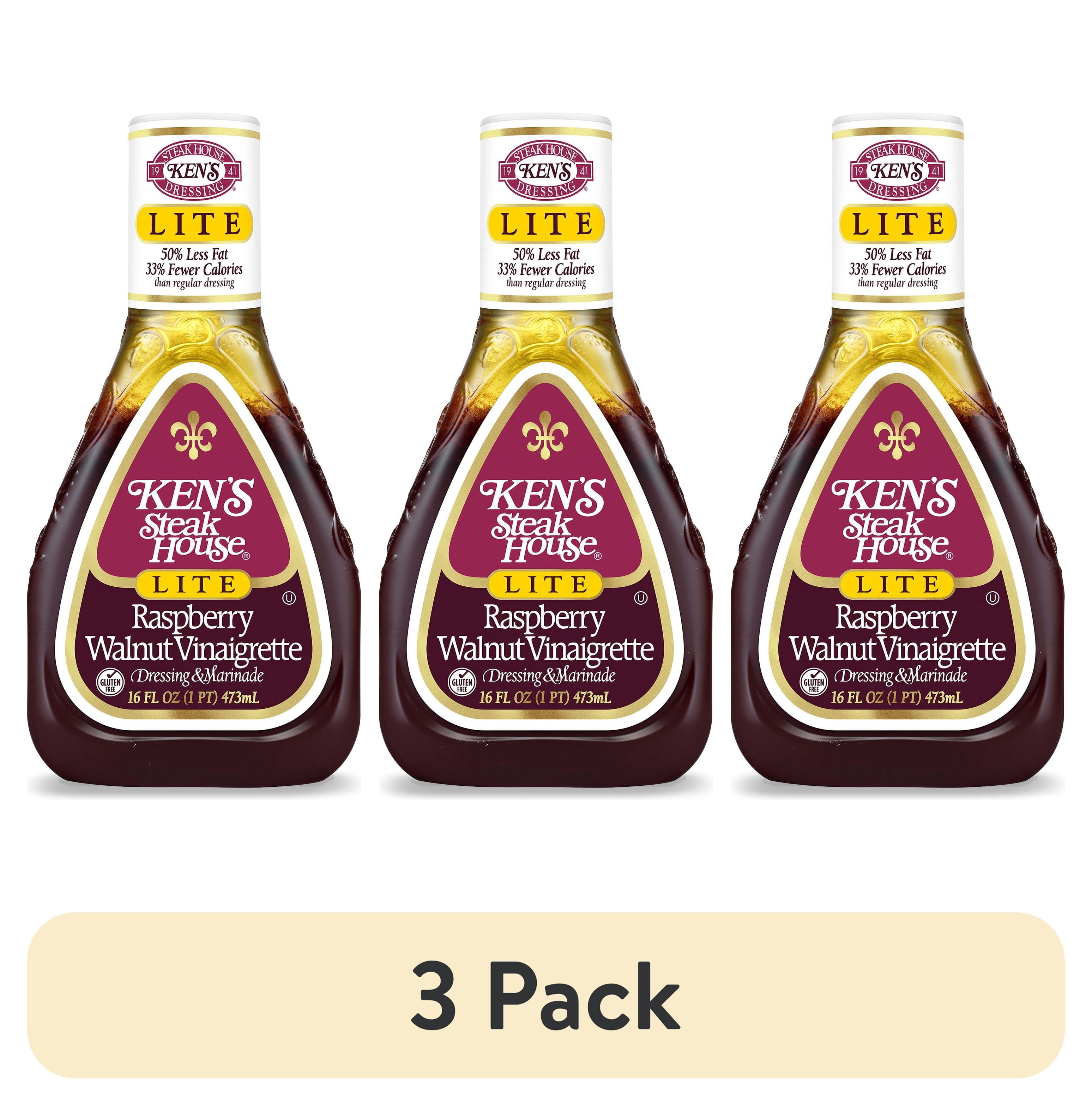 (3 pack) Ken's Steak House® Lite Raspberry Walnut Vinaigrette Salad Dressing & Marinade 16 fl oz