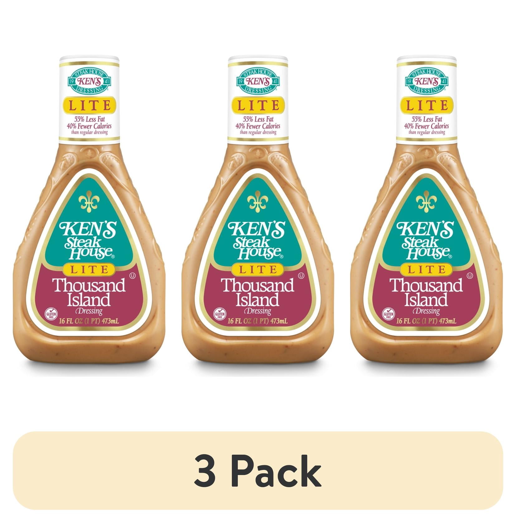 (3 pack) Ken's Steak House Lite Thousand Island Dressing 16 fl. oz.
