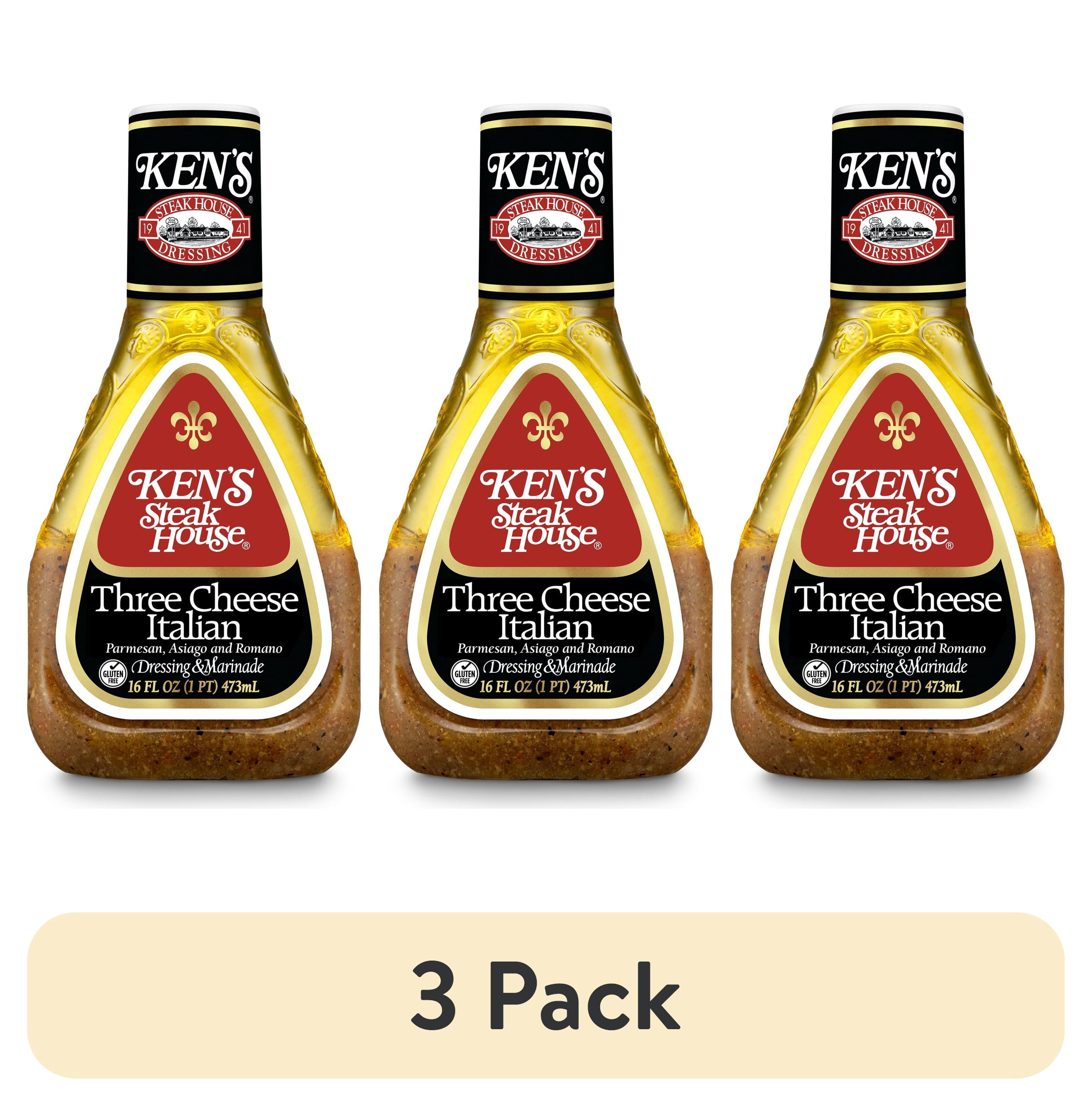 (3 pack) Ken's Steak House® Three Cheese Italian Salad Dressing 16 fl. oz.