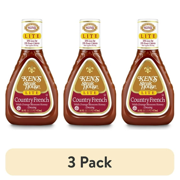 (3 pack) Ken's Steak House Lite Country French Salad Dressing 16 fl oz