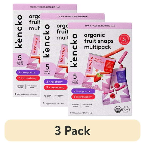 (3 pack) Kencko Organic Fruit Snaps Variety Pack, Freeze Dried Snacks, 5 x 0.35 oz Snack Packs