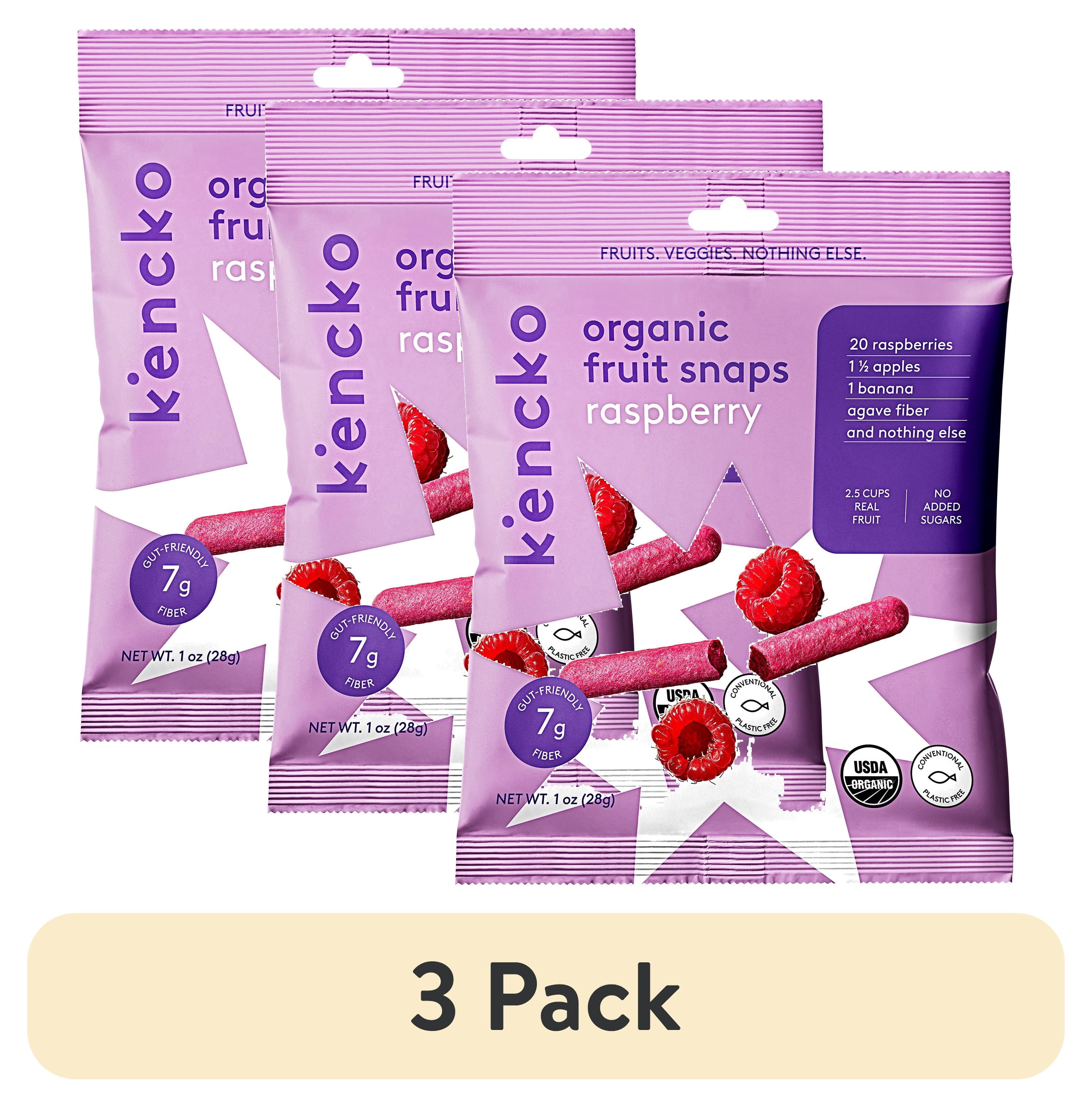 (3 pack) Kencko Raspberry Organic Fruit Snaps, Freeze Dried Fruit Snacks, 1 oz