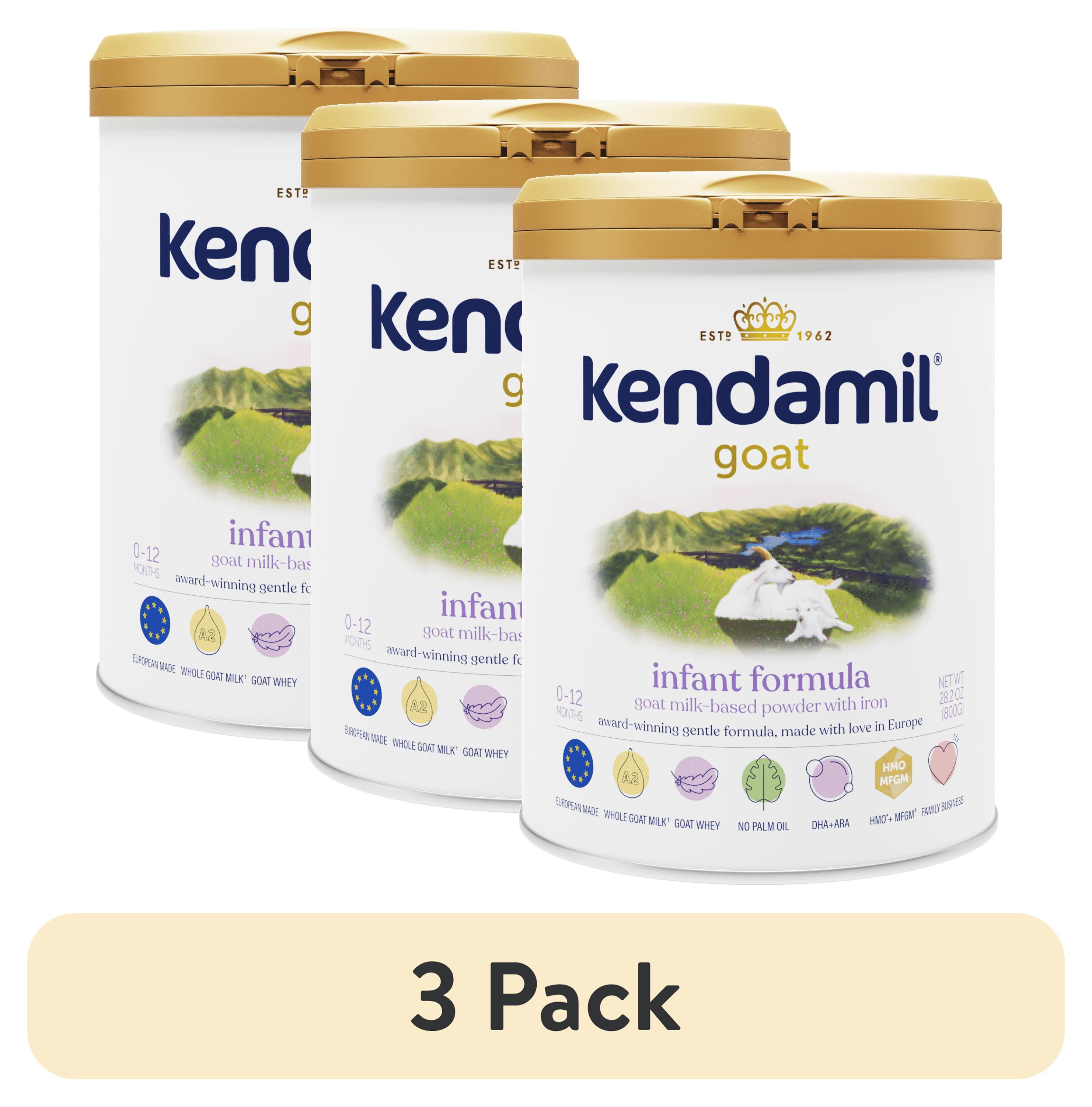 (3 pack) Kendamil Goat Baby Formula Powder, European, Whole A2 Milk, with HMOs, Prebiotics, No Palm Oil or Soy, with DHA, 28.2oz