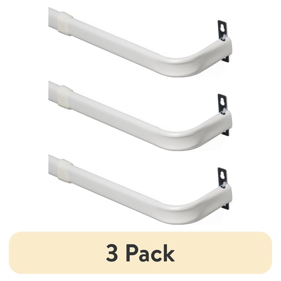 (3 pack) Kenney® Adjustable Basic Curtain Rod, 48-86", White