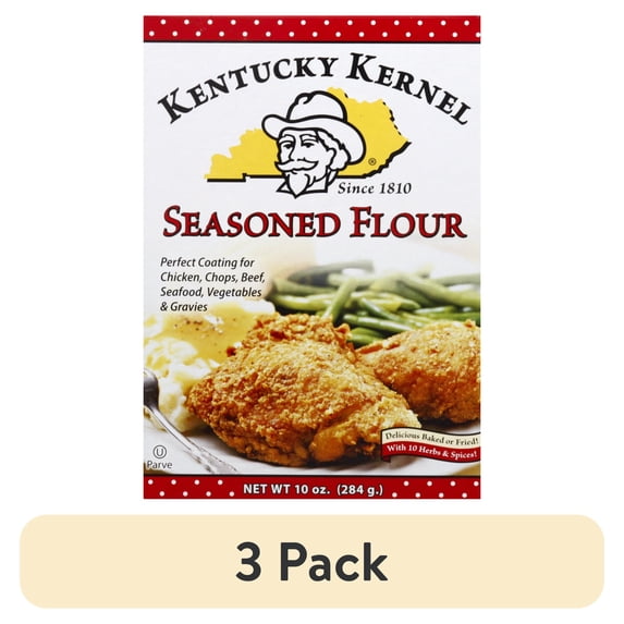 (3 pack) Kentucky Kernel Original Seasoned Flour, Coating Mix for Frying, 10 oz Box