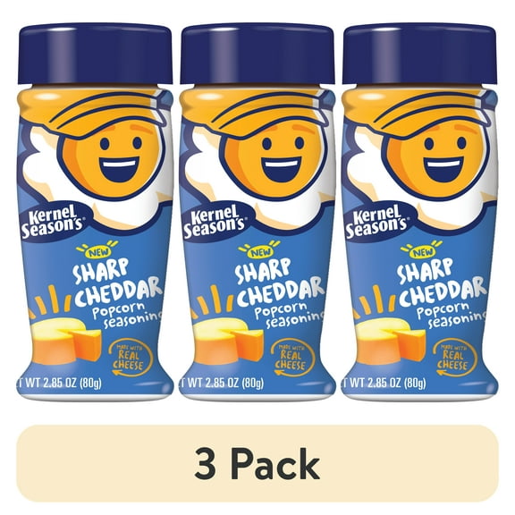 (3 pack) Kernel Season's Sharp Cheddar Popcorn Seasoning, 2.85 oz, Allergens Not Contained, Shelf-Stable