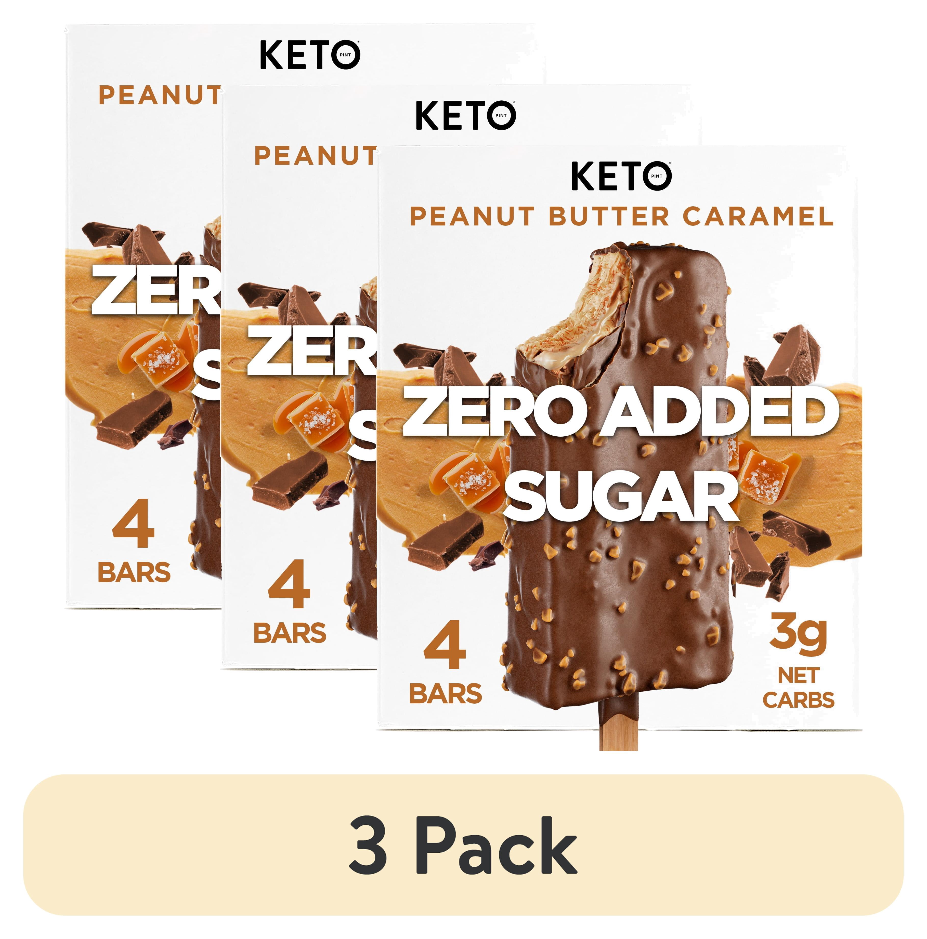 (3 pack) Keto Pint Peanut Butter Crunch Ice Cream Bars, No Added Sugar, 2.75 fl oz, 4 Count