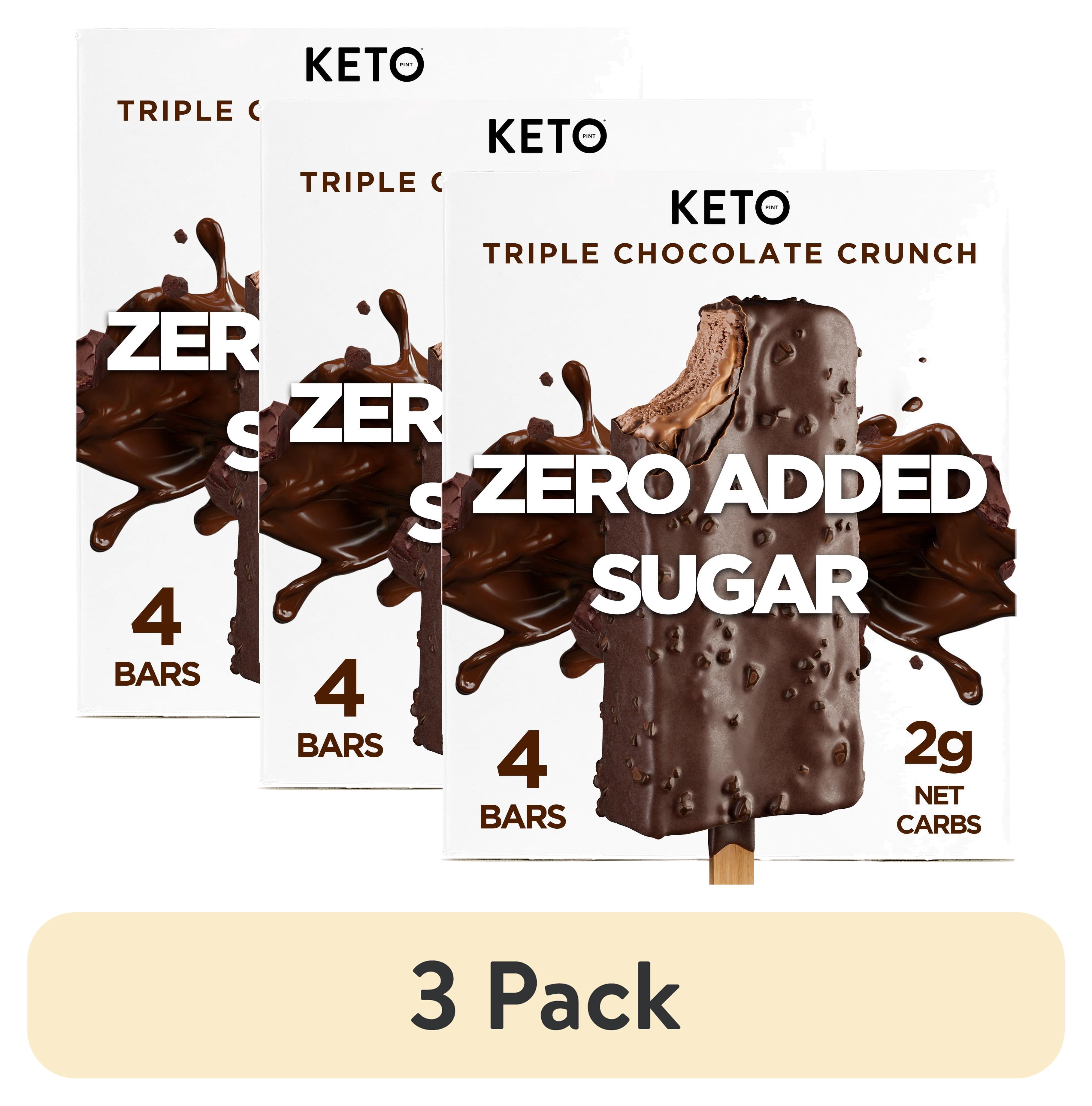(3 pack) Keto Pint, Zero Sugar Added, Triple Chocolate Crunch Ice Cream Bars, 11 fl oz, 4 Count