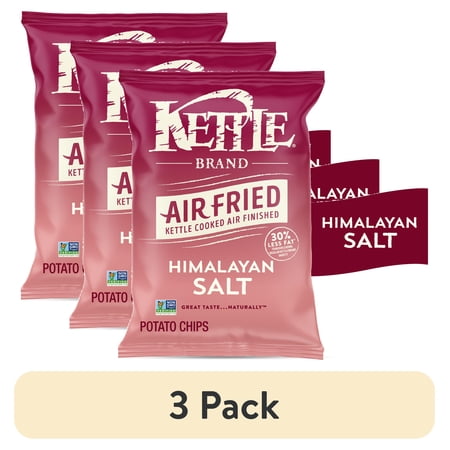 (3 pack) Kettle Brand Potato Chips, Air Fried Himalayan Salt Kettle Chips, 6.5 oz Bag