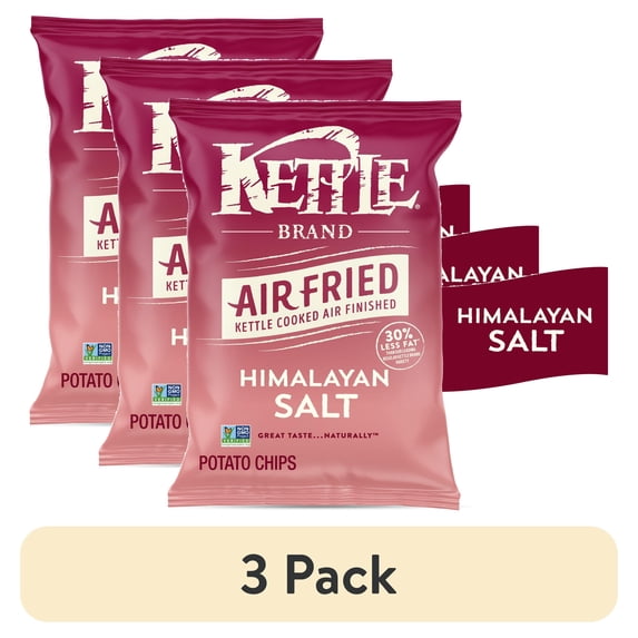 (3 pack) Kettle Brand Potato Chips, Air Fried Himalayan Salt Kettle Chips, 6.5 oz Bag