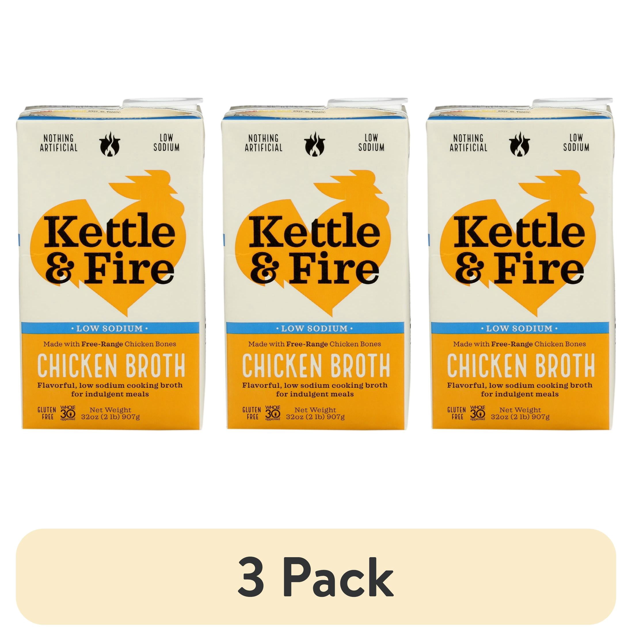 (3 pack) Kettle & Fire Organic Low Sodium Chicken Broth 32 oz