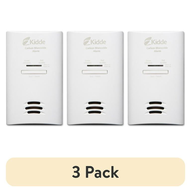 3 pack) Kidde Carbon Monoxide Alarm AC Powered, Plug-In with