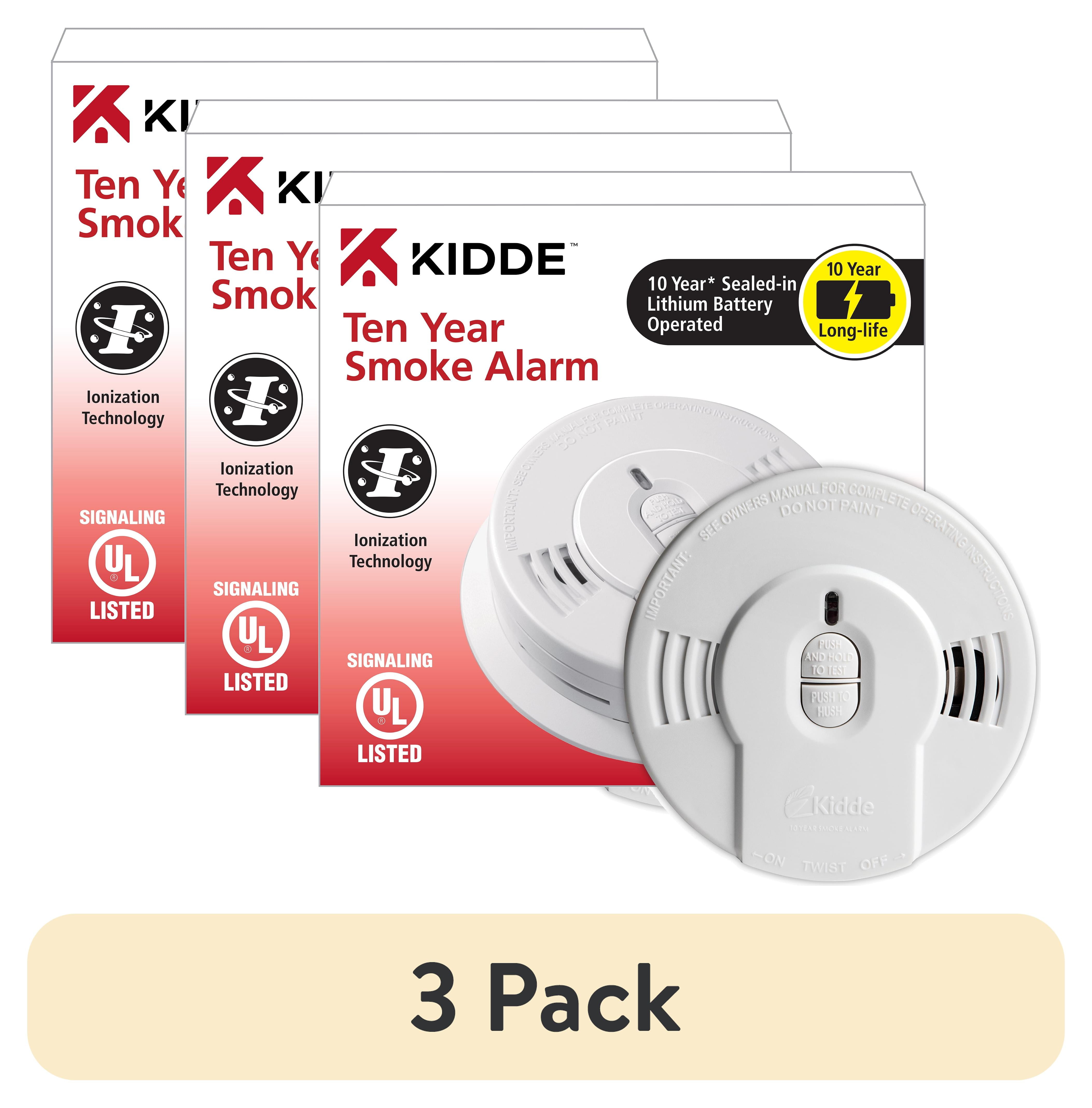 (3 pack) Kidde Sealed Lithium Battery Power Smoke Alarm - I9010 in White