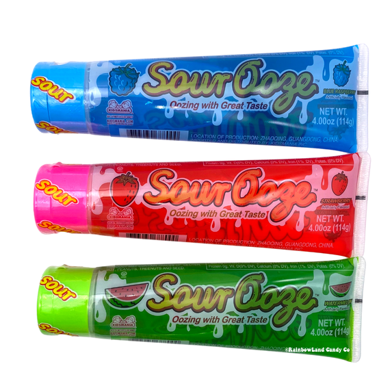 3 pack Kidsmania Ooze Tubes! Oozing Delicious Flavors - Blue Raspberry, Cherry, Green Apple! 4oz each