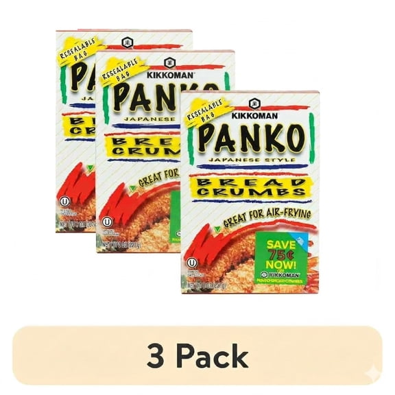(3 pack) Kikkoman Panko Japanese Style Breadcrumbs, 8 oz Box