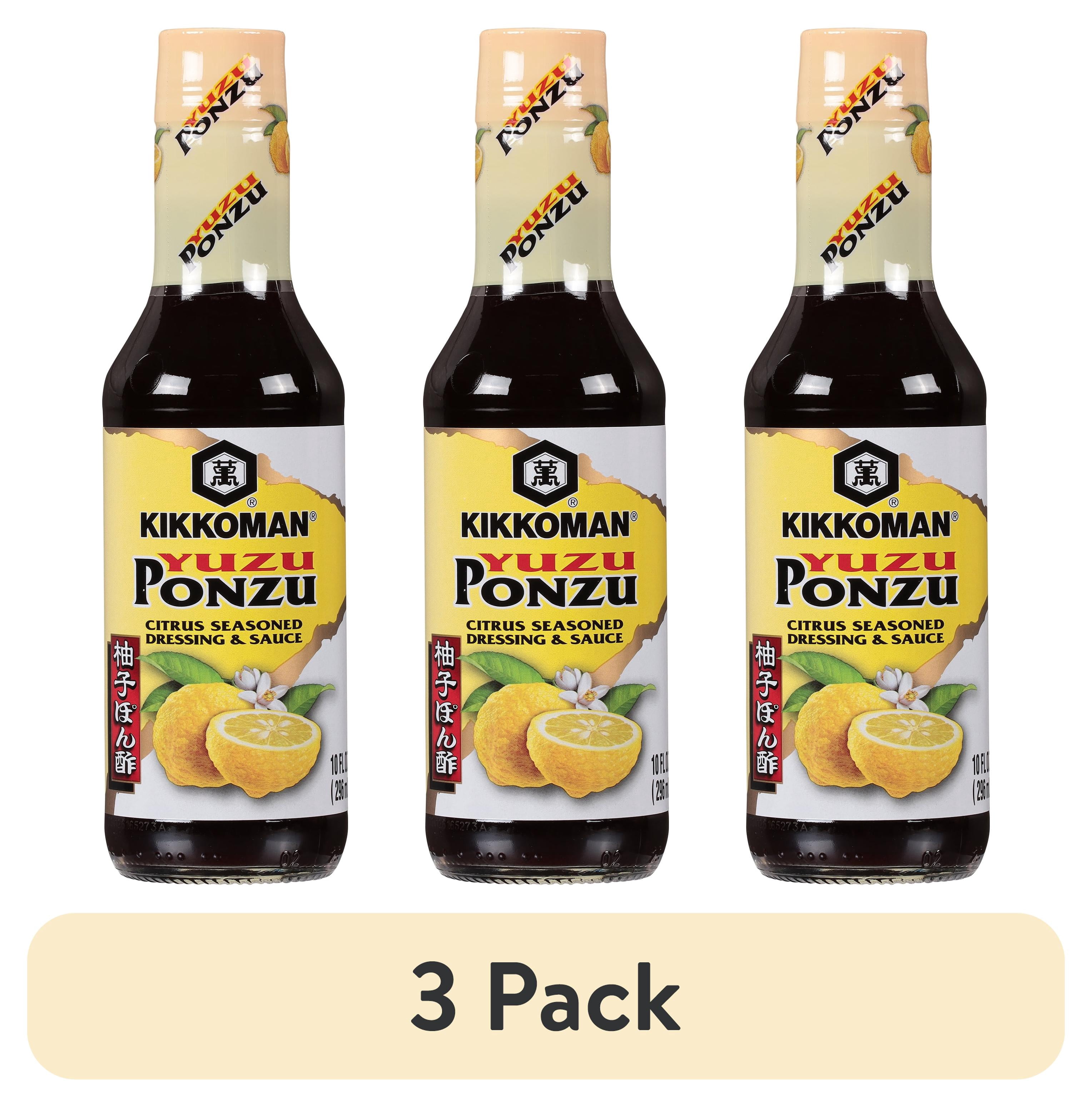 (3 pack) Kikkoman Yuzu Ponzu Sauce, 10 fl oz Glass Bottle