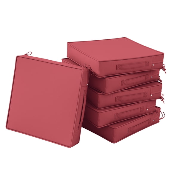 (3 pack) Kimunuk Outdoor Chair Cushions set of 2, 22" x 22" Zipped Waterproof Outdoor Seat Cushions Couch Pads with Ties for Patio Furniture, Fuchsia Red