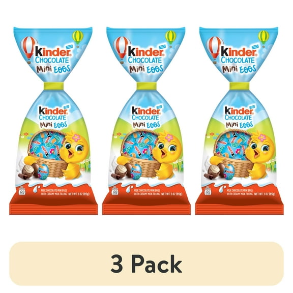(3 pack) Kinder Easter Mini Eggs, Milk Chocolate, Individually Wrapped Easter Chocolate Candy, 3 oz