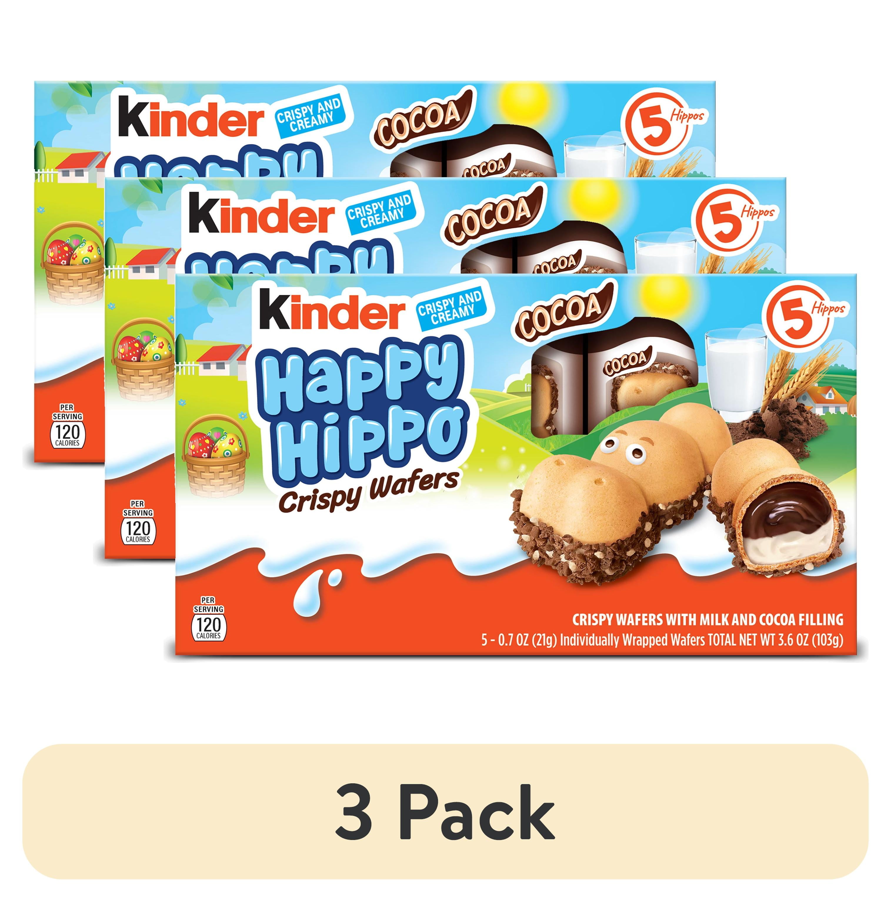 (3 pack) Kinder Happy Hippo, Crispy Wafers, Great for Easter Egg Hunts and Easter Baskets for Kids and Adults, 5 Count, 3.6 oz