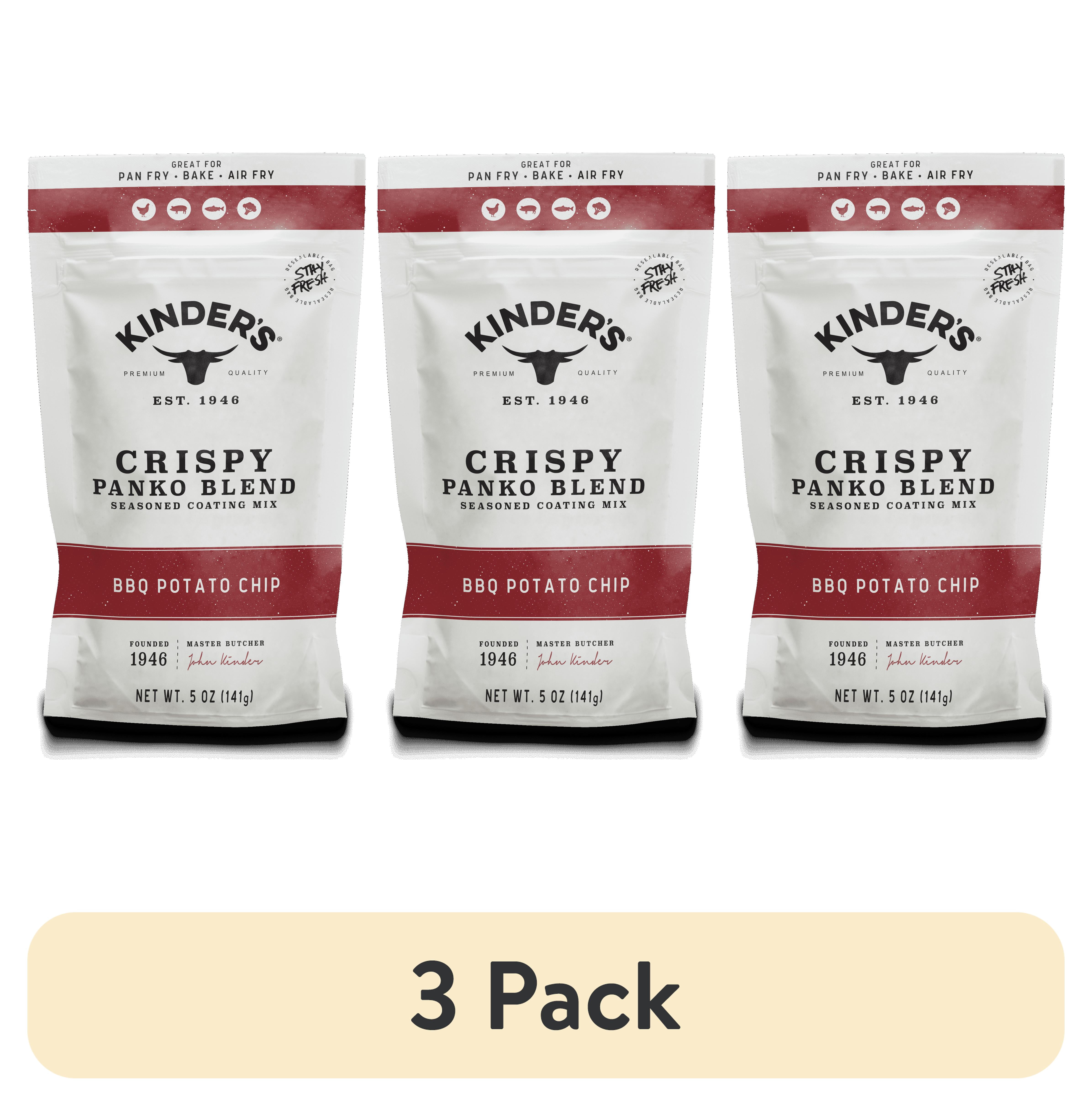 (3 pack) Kinder's BBQ Potato Chip Seasoned Panko Crumb Coating Mix, 5 oz