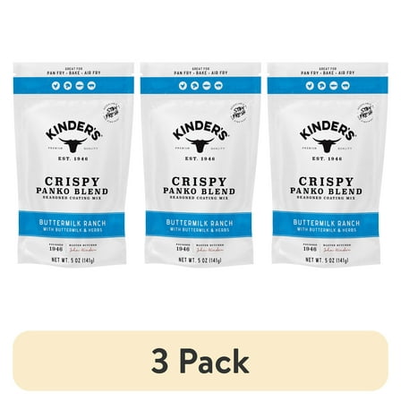 (3 pack) Kinder's Buttermilk Ranch Seasoned Panko Bread Crumb Coating Mix, 5 oz