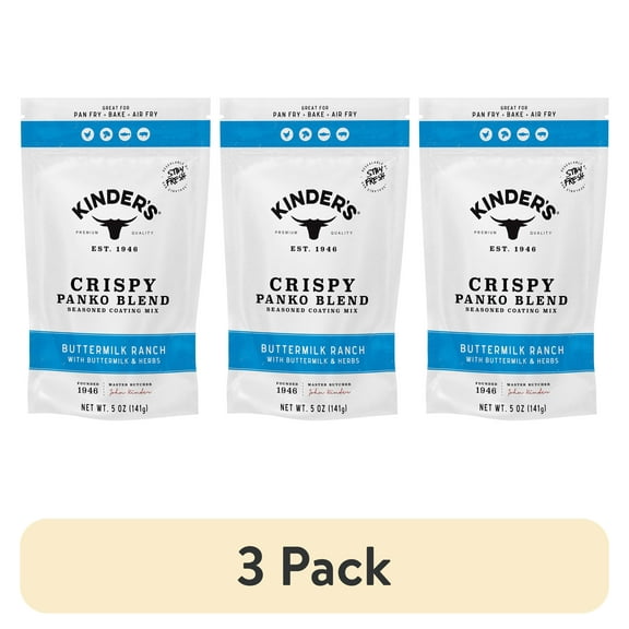 (3 pack) Kinder's Buttermilk Ranch Seasoned Panko Bread Crumb Coating Mix, 5 oz