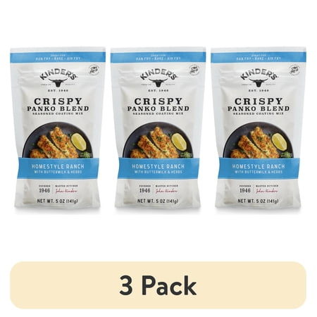 (3 pack) Kinder's Homestyle Ranch with Buttermilk and Herbs Seasoned Panko Bread Crumb Coating Mix, 5 oz