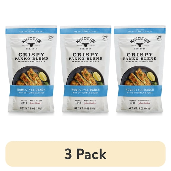 (3 pack) Kinder's Homestyle Ranch with Buttermilk and Herbs Seasoned Panko Bread Crumb Coating Mix, 5 oz