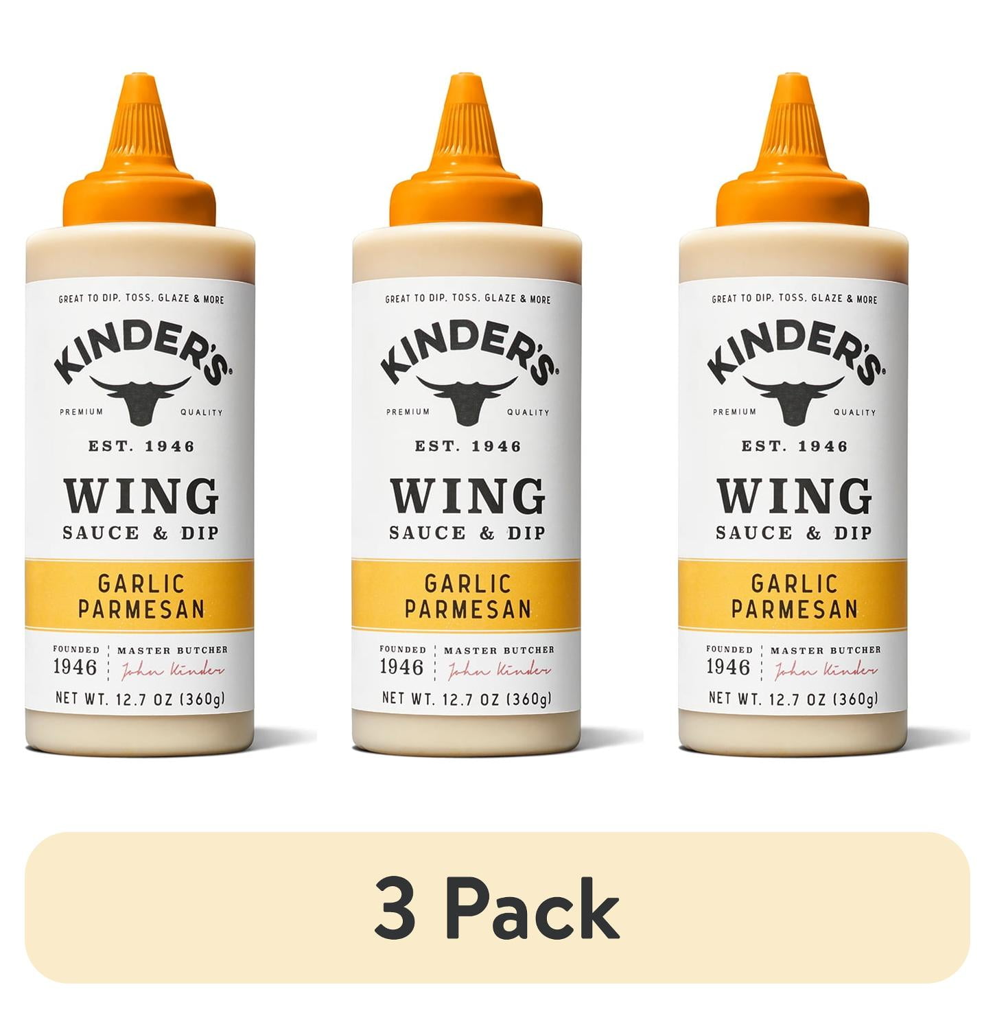 (3 pack) Kinder's Garlic Parmesan Wing Sauce and Dip, 12.7 oz