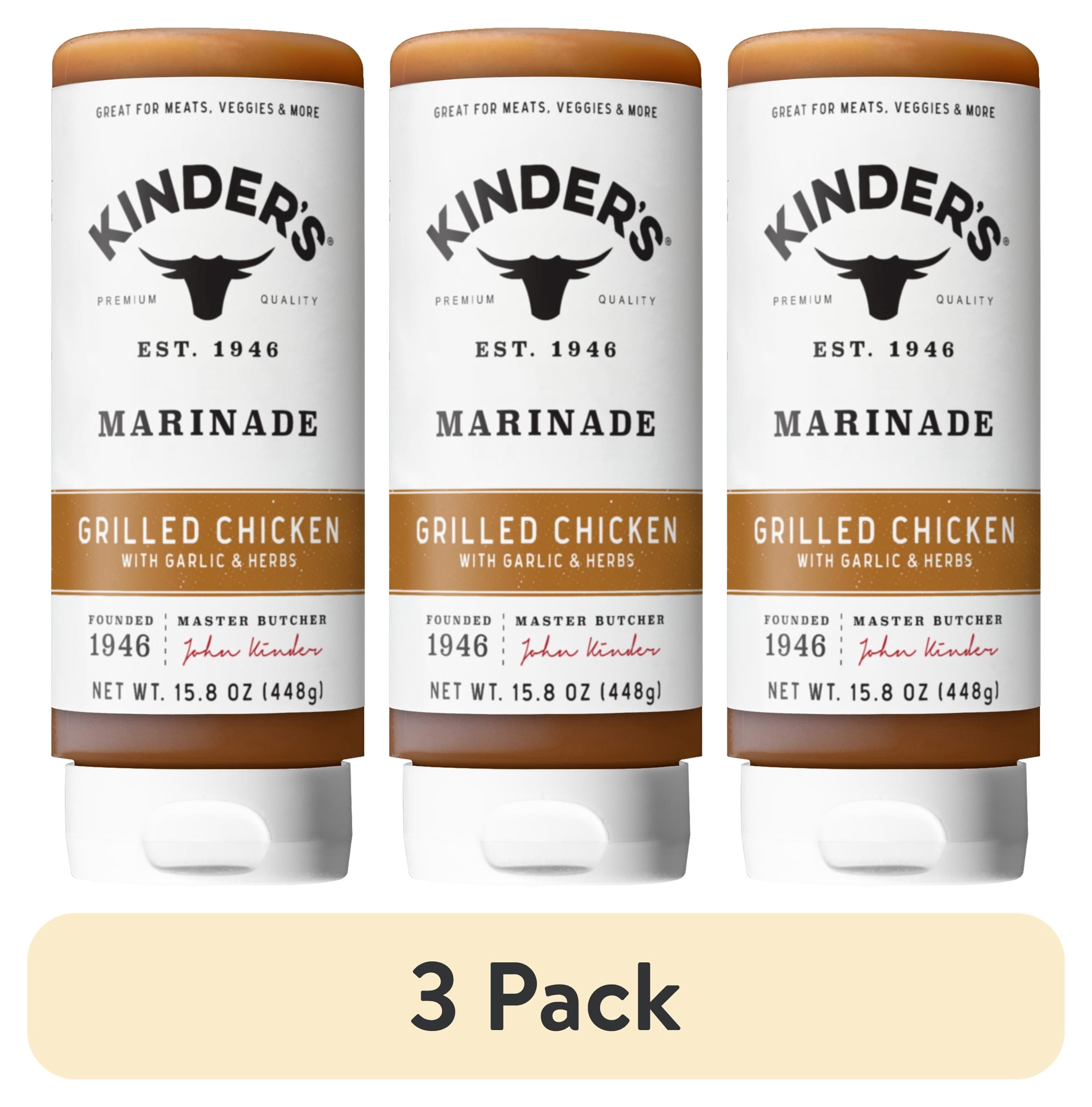 (3 pack) Kinder's Grilled Chicken Marinade for Chicken and Vegetables, 15.8 oz Bottle