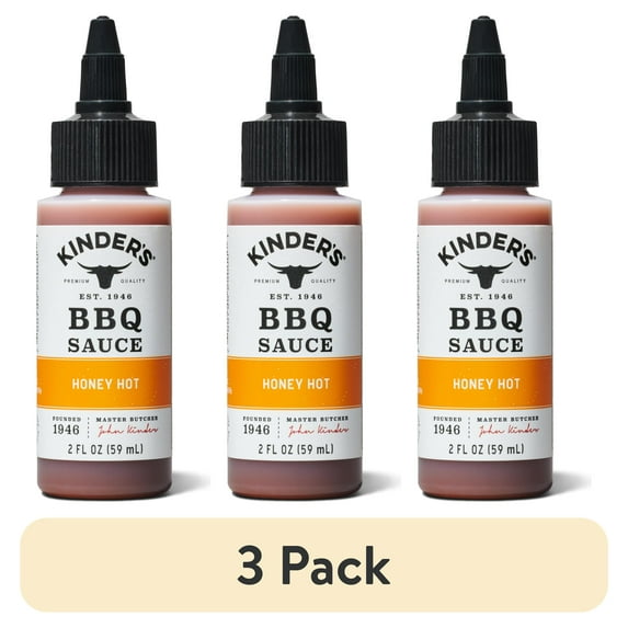 (3 pack) Kinder's Honey Hot BBQ Small Bottle, 2 oz