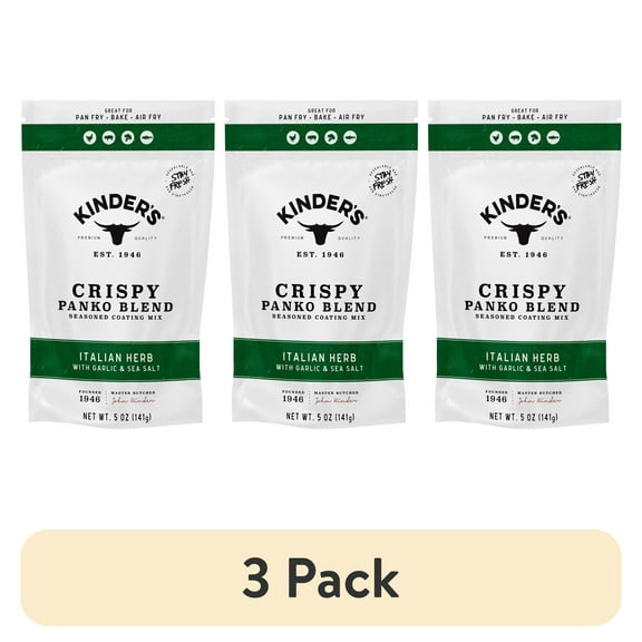 (3 pack) Kinder's Italian Herb Seasoned Panko Bread Crumb Coating Mix, 5 oz