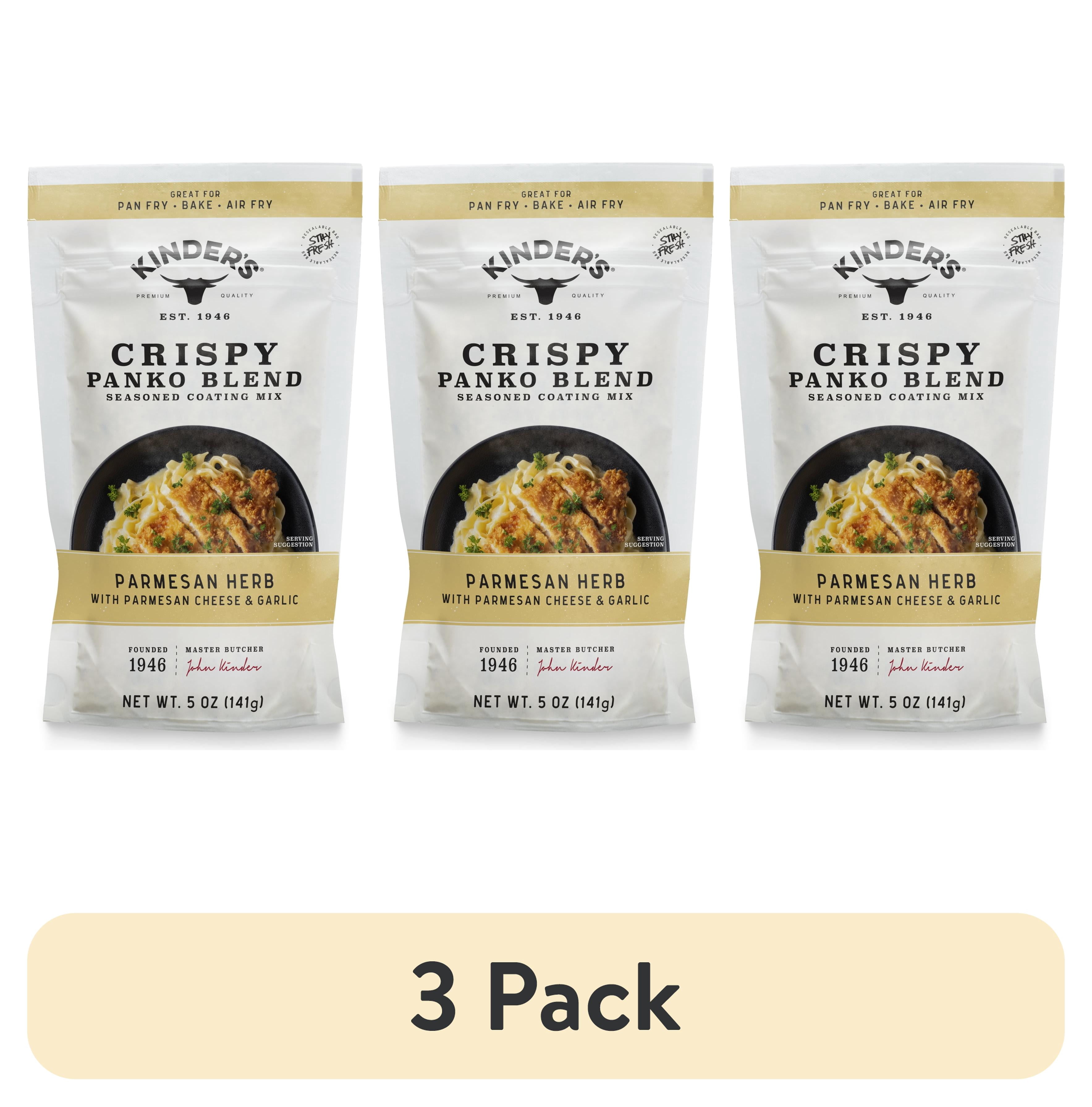 (3 pack) Kinder's Parmesan Herb Seasoned Panko Bread Crumb Coating Mix, 5 oz