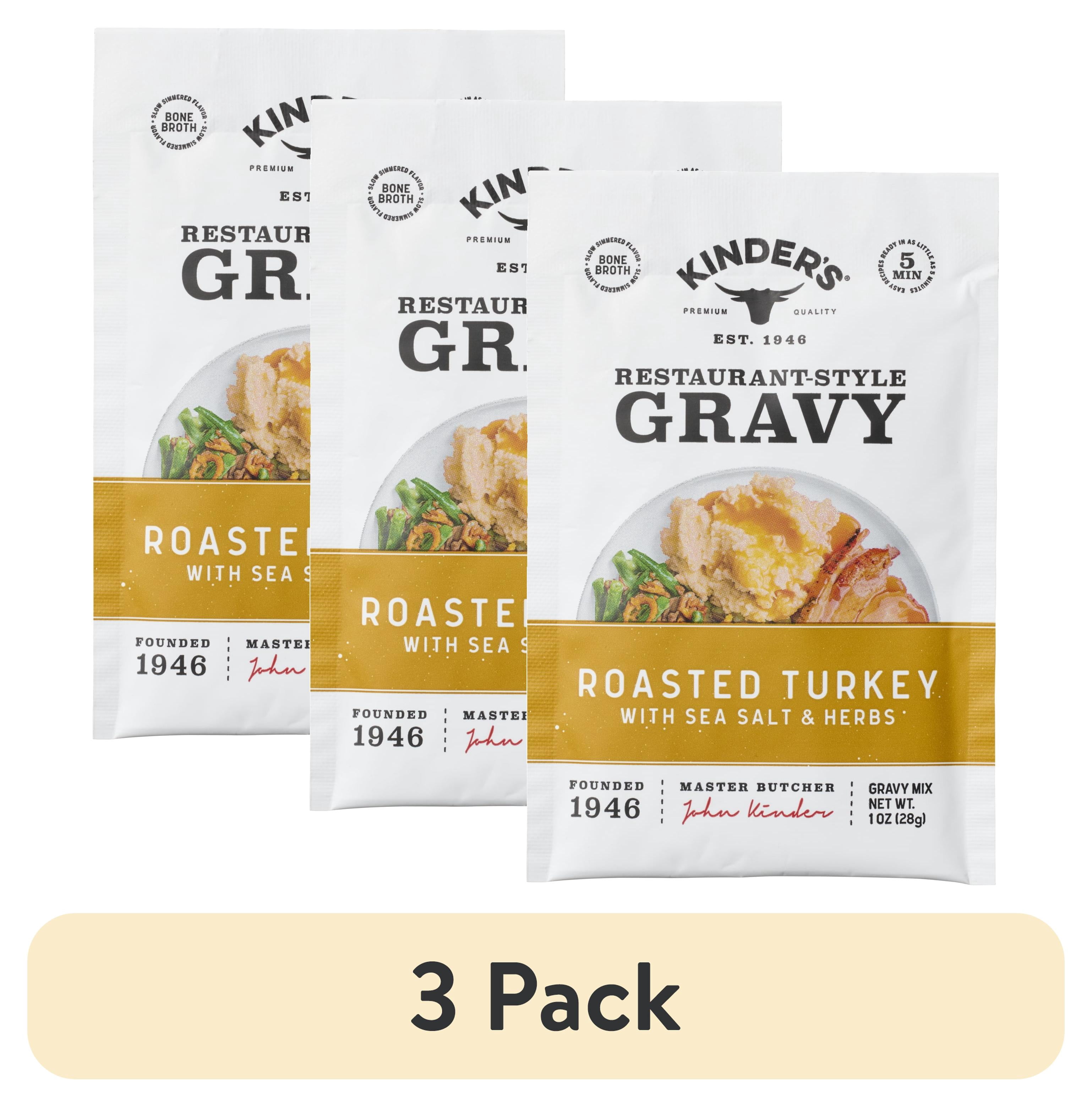 (3 pack) Kinder's Roasted Turkey Bone Broth Gravy Mix, 1 oz