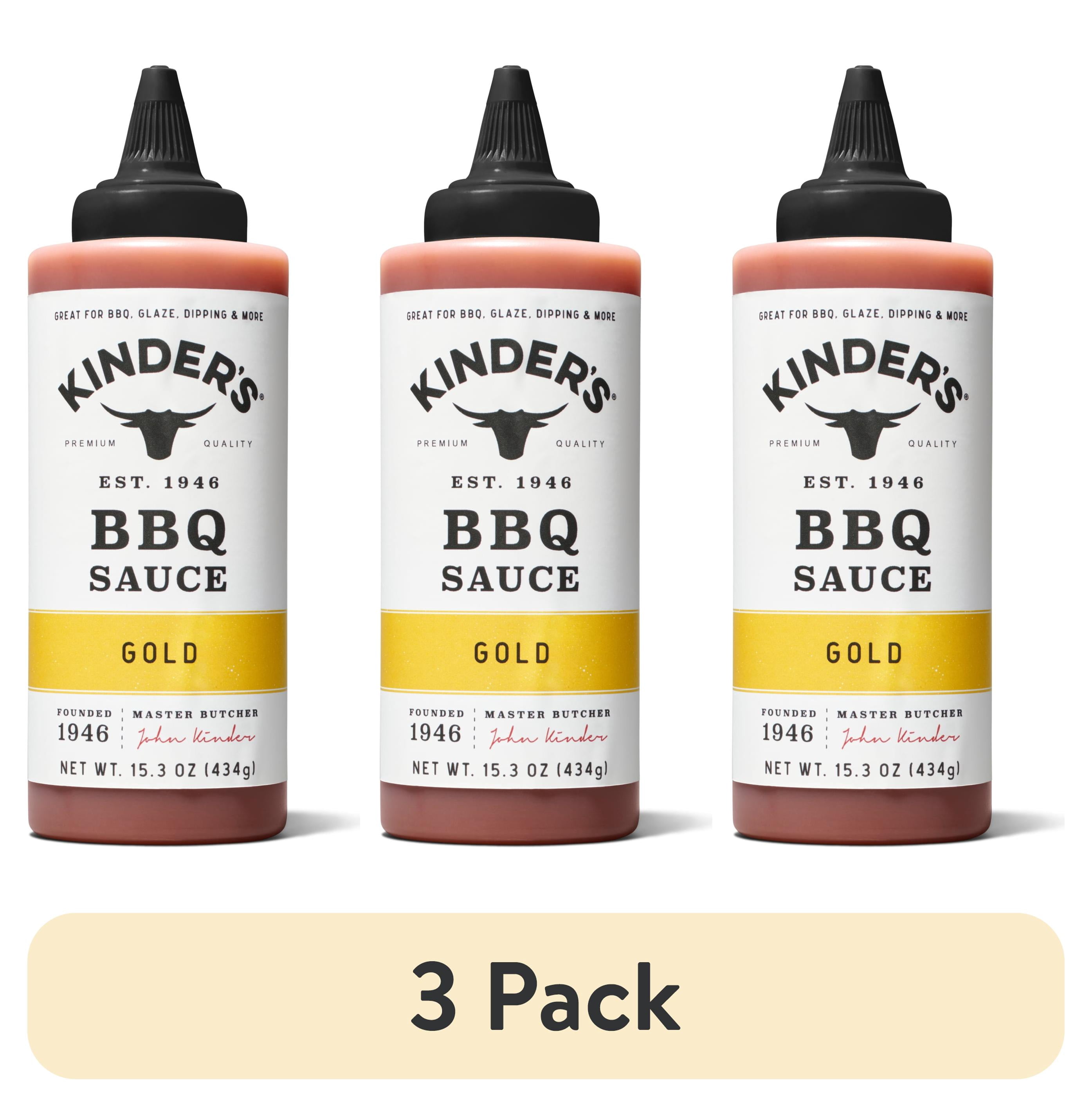 (3 pack) Kinder's Sweet and Tangy Gold BBQ Sauce and Dip, 15.3 oz