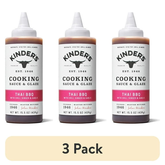 (3 pack) Kinder's Thai Barbecue Cooking Sauce and Glaze, 15.5 oz
