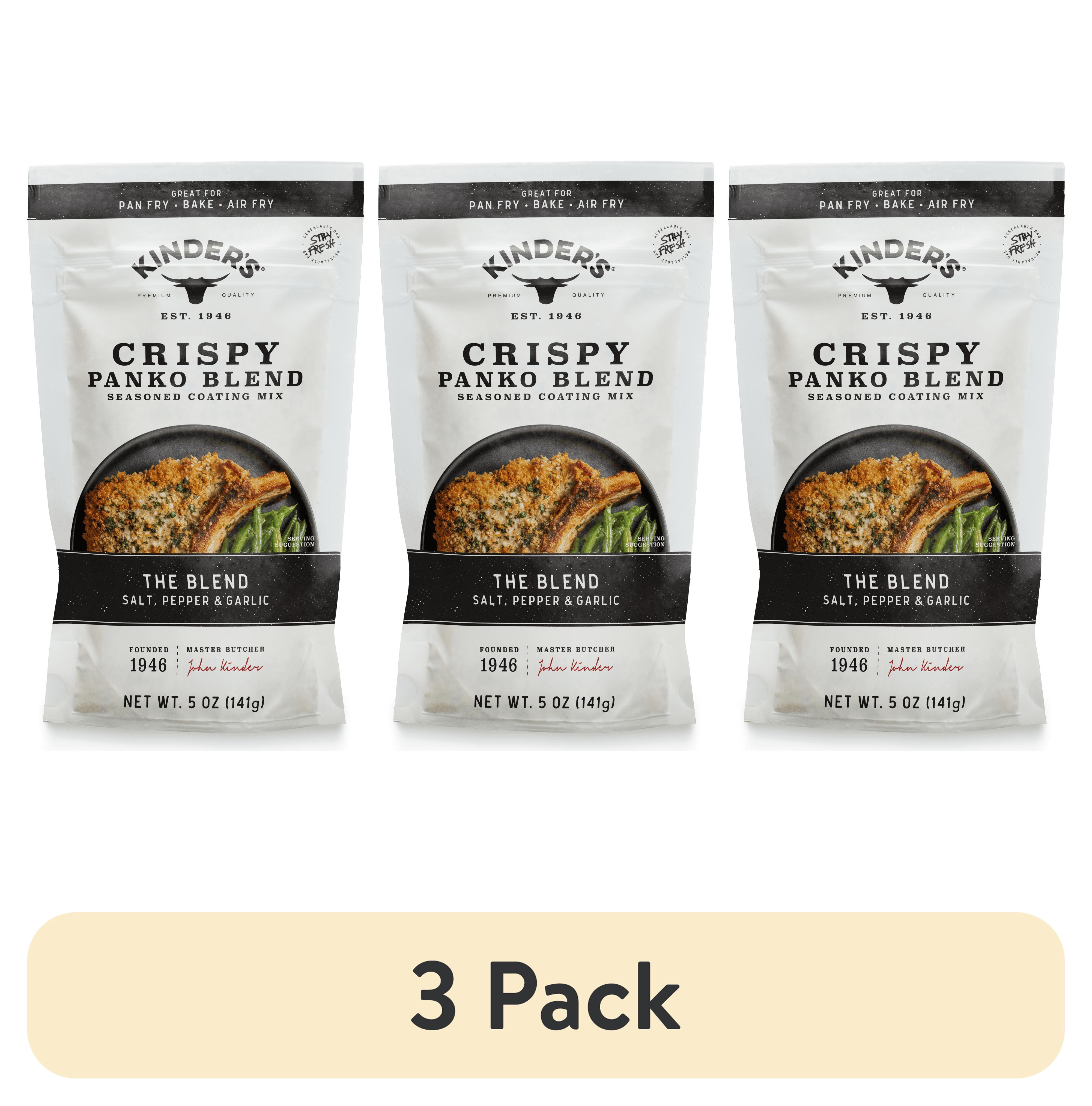 (3 pack) Kinder's The Blend Seasoned Panko Bread Crumb Coating Mix with Crunchy Texture, 5 oz Pouch