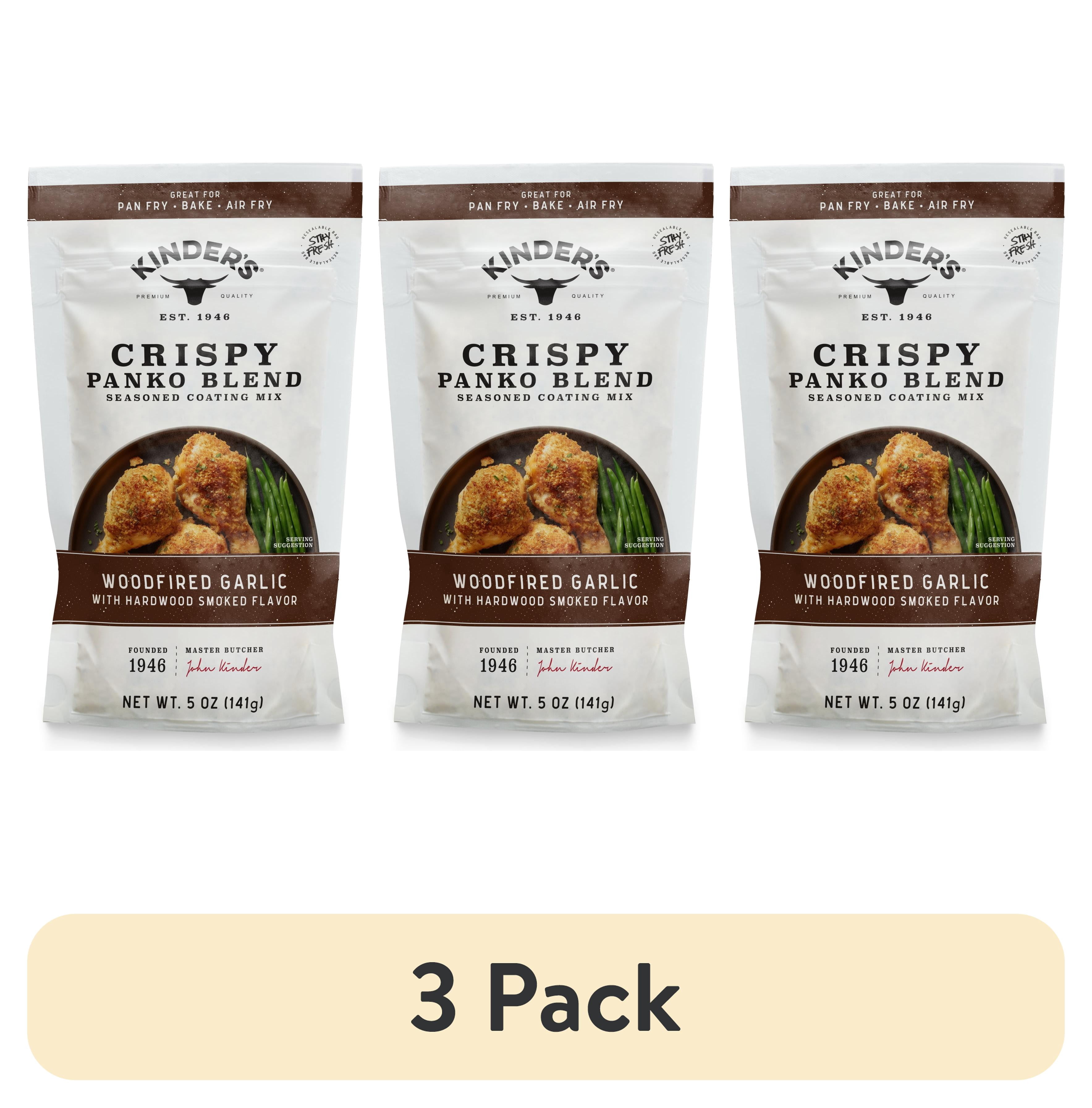 (3 pack) Kinder's Woodfired Garlic Seasoned Panko Bread Crumb Coating, 5 oz