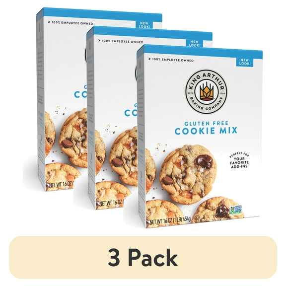(3 pack) King Arthur Baking Company, Non-GMO Project Verified, Certified Gluten-Free Cookie Mix, 16 oz Box