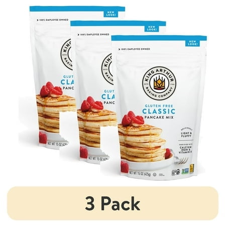 (3 pack) King Arthur Baking Company, Gluten-Free, Non-GMO Project Verified, Certified Kosher Pancake Mix, 15 oz Box