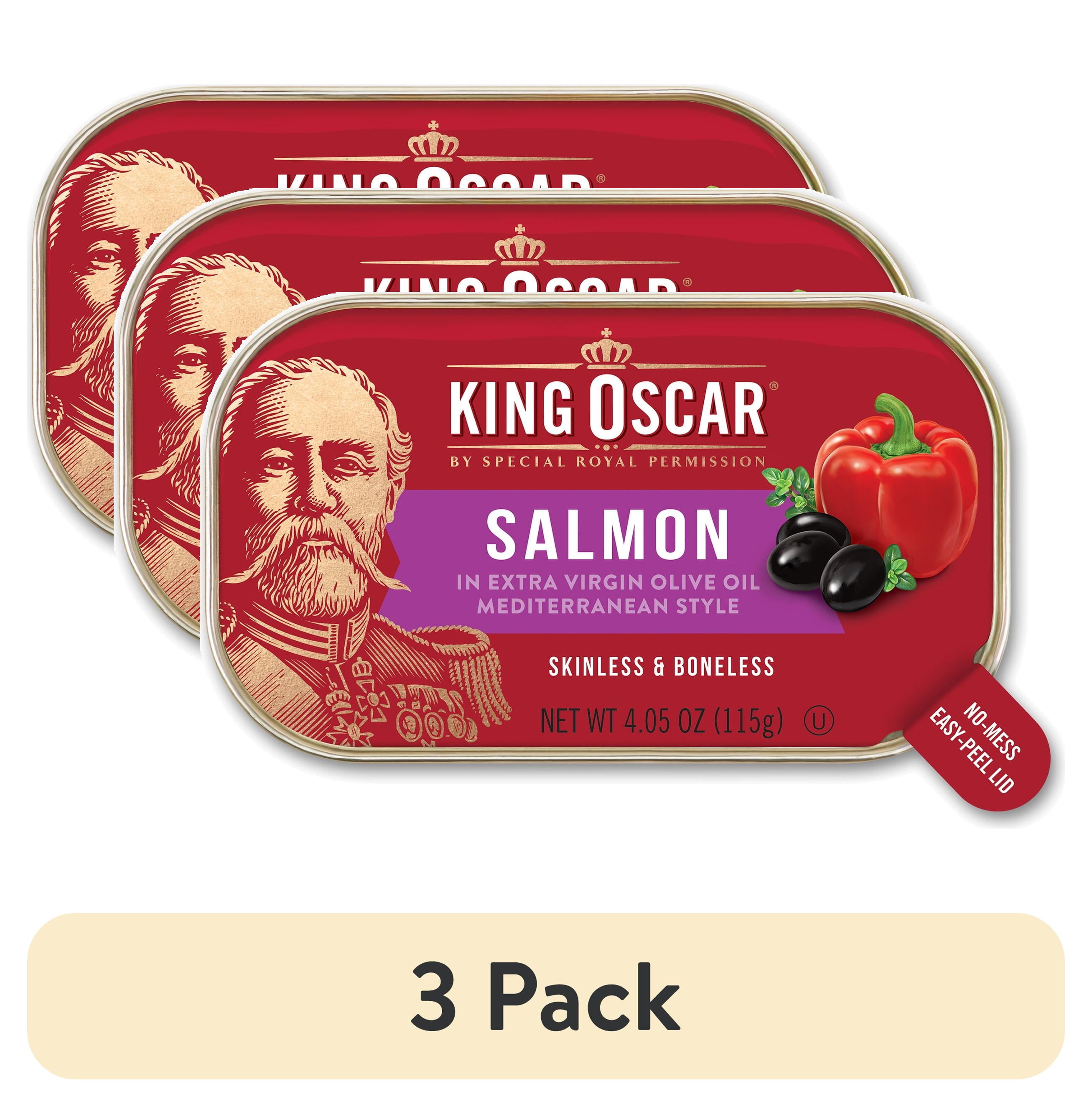 3 pack) King Oscar Skinless & Boneless Premium Salmon in Olive Oil