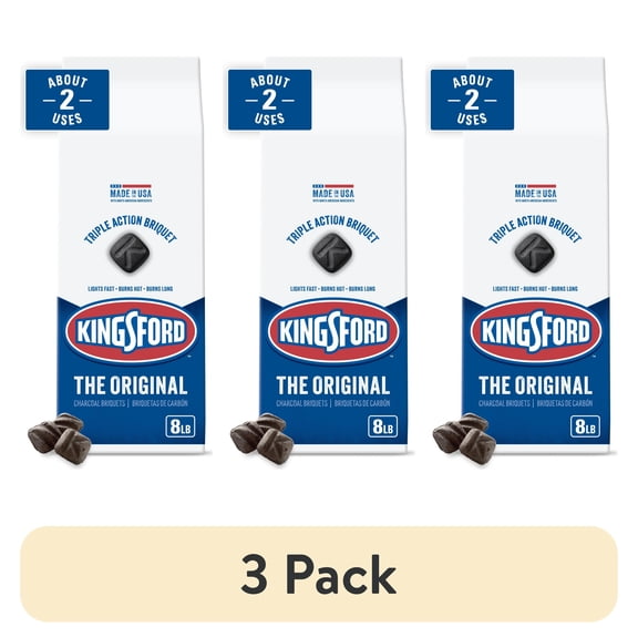 (3 pack) Kingsford Original Charcoal Briquettes, 8 lbs