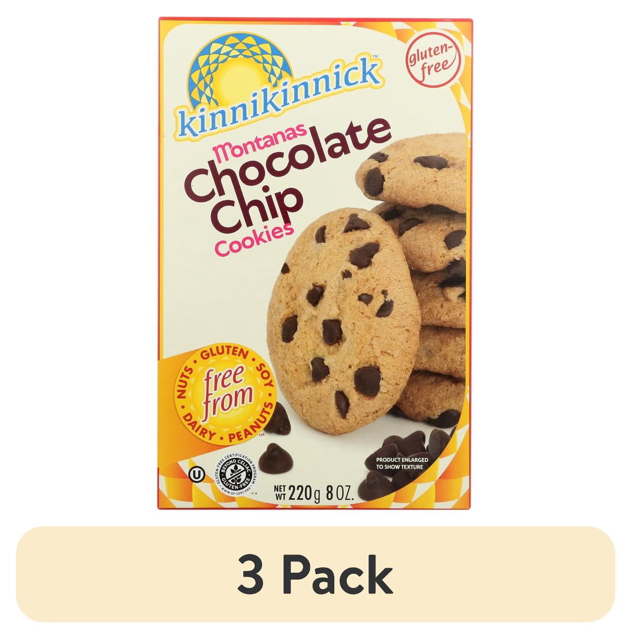 (3 pack) Kinnikinnick Foods Gluten Free Montanas Chocolate Chip Cookies, 8.0 OZ