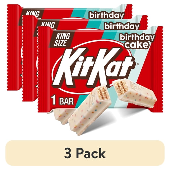 (3 pack) Kit Kat Birthday Cake Flavored Wafer King Size Candy, Bar 3 oz