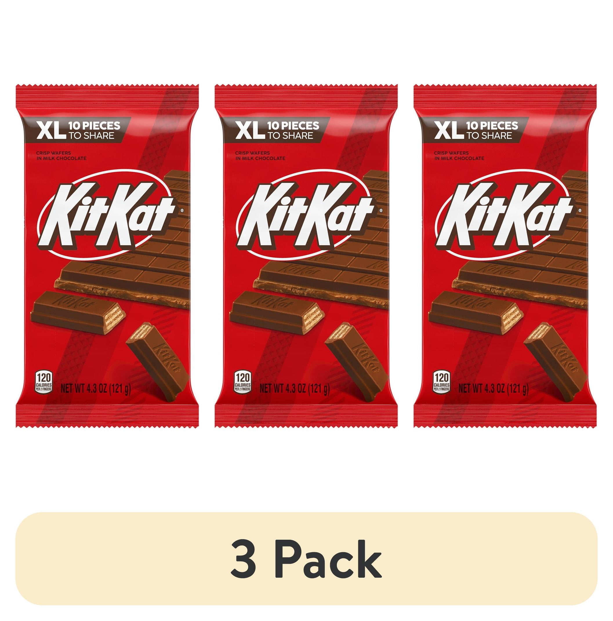 3 pack) Kit Kat Milk Chocolate Wafer XL Candy, Bar 4.3 oz, 10