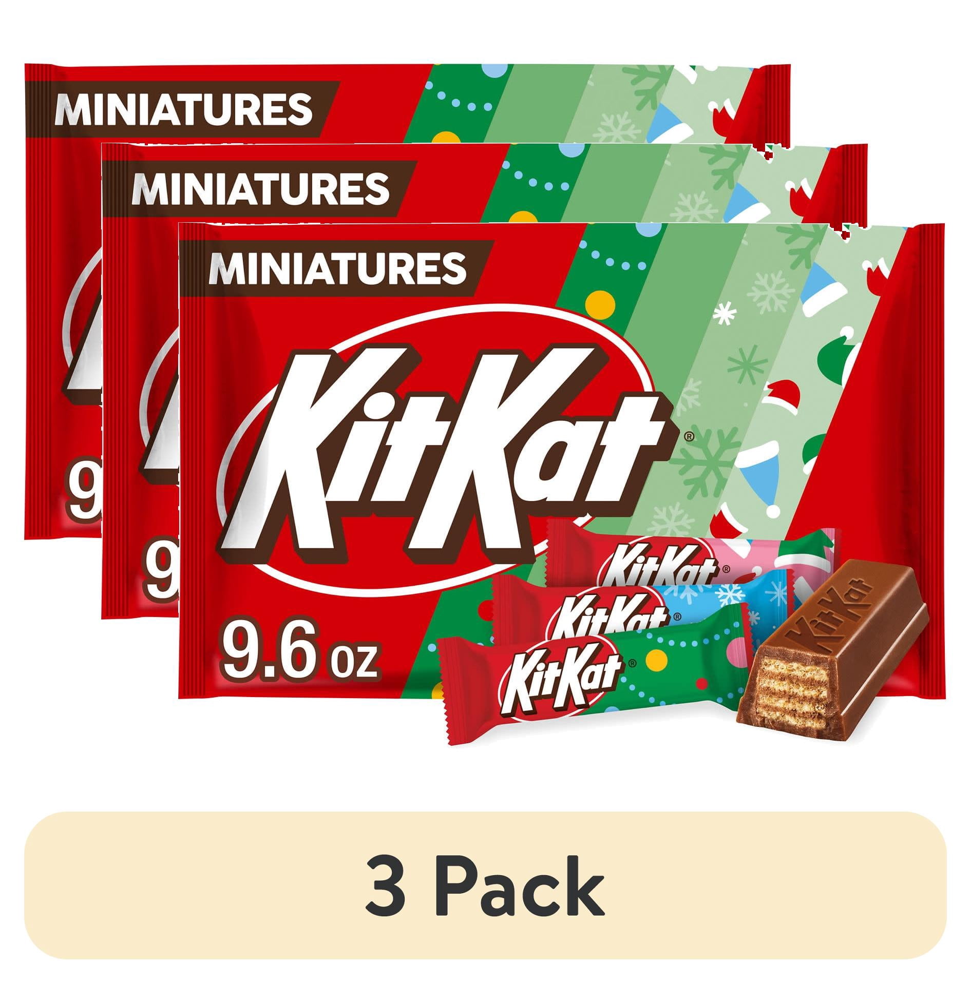 (3 pack) Kit Kat Miniatures Milk Chocolate Wafer Christmas Candy, Bag 9.6 oz