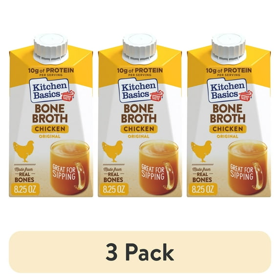 (3 pack) Kitchen Basics Chicken Bone Broth, 8.25 oz Carton